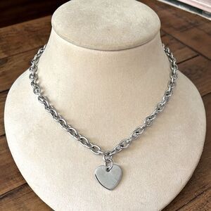 Stainless steel classic Silver Heart Pendant Necklace